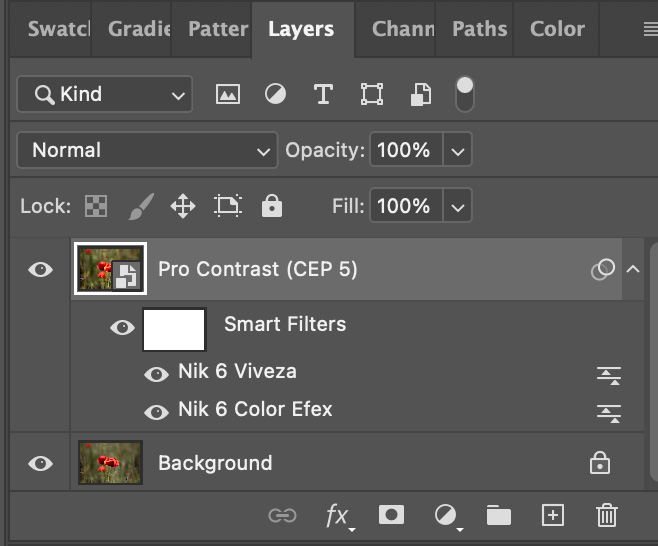 Layers in Photoshop including Viveza