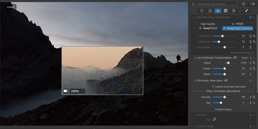 Noise displayed in Loupe